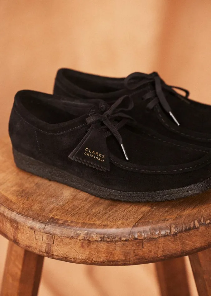Szane Shoes Mens Clarks 8211 Wallabee Loafers Black Suede