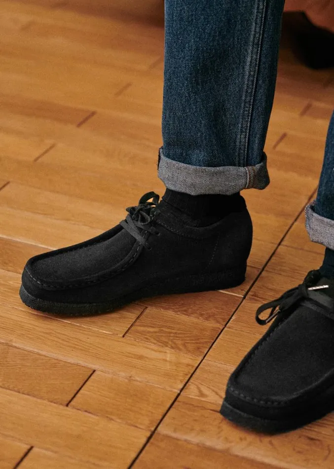 Szane Shoes Mens Clarks 8211 Wallabee Loafers Black Suede