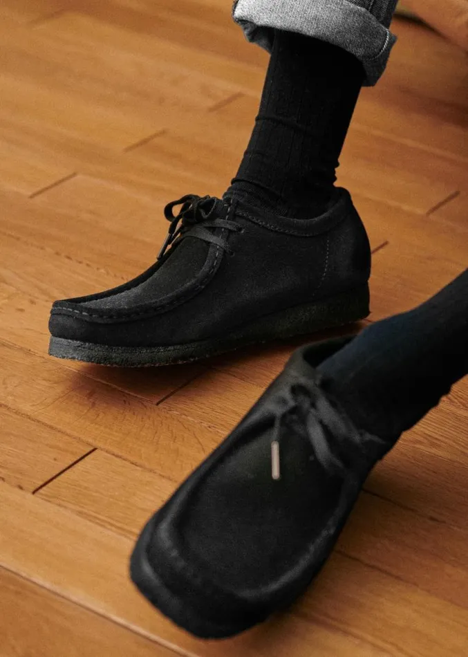 Szane Shoes Mens Clarks 8211 Wallabee Loafers Black Suede