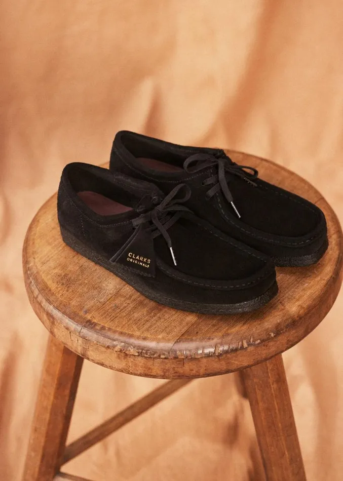 Szane Shoes Mens Clarks 8211 Wallabee Loafers Black Suede