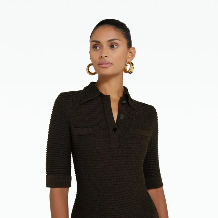 Safiyaa Akilah Dark Mocha Crochet Dress Women Dresses