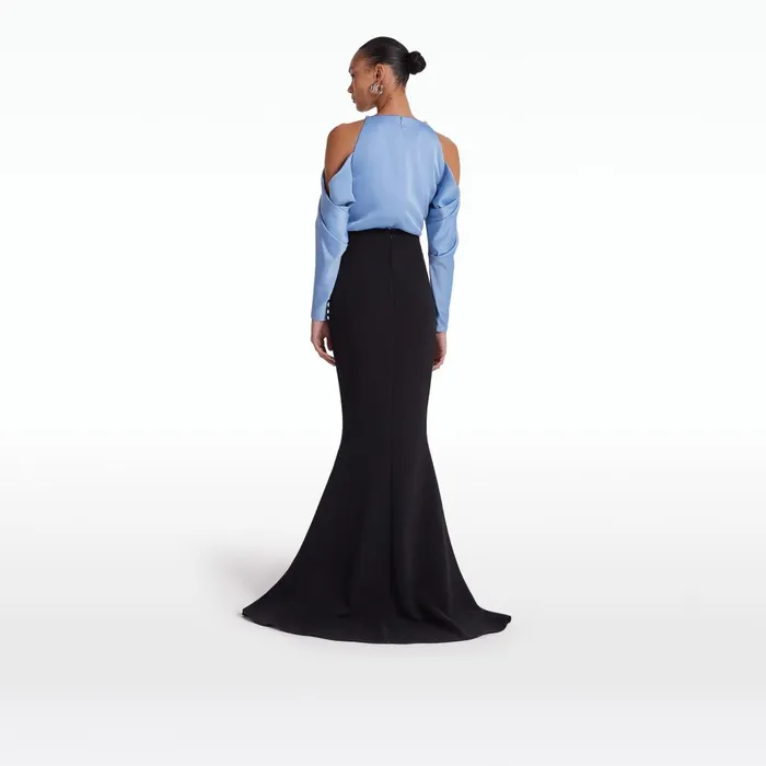 Safiyaa Aksha Carolina Blue and Black Long Dress Women Dresses