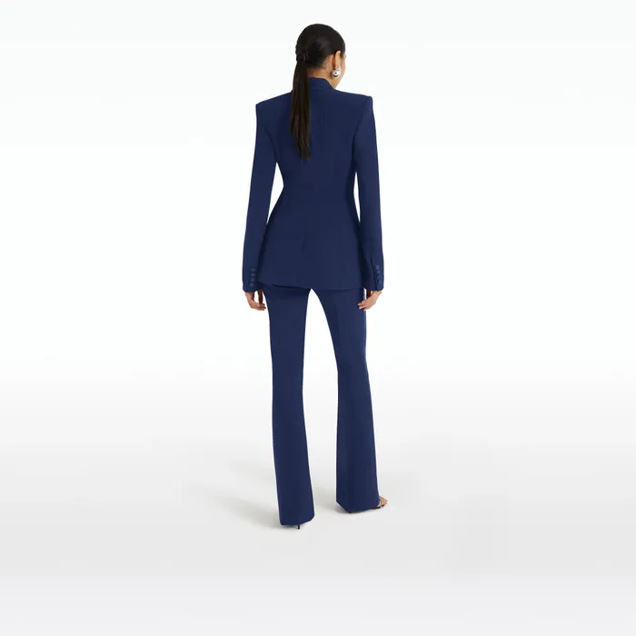 Safiyaa Alexa Oxford Blue Trousers Women Trousers