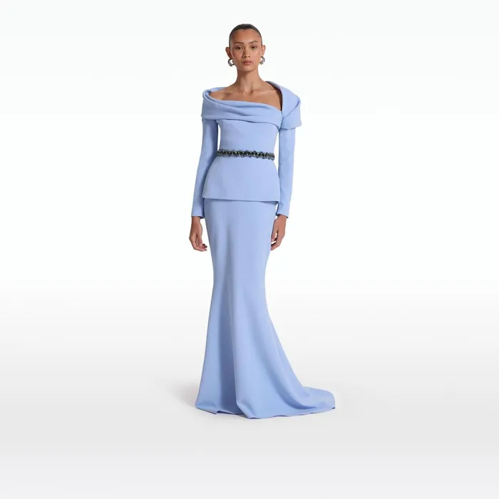 Safiyaa Andra Carolina Blue Long Dress Women Dresses