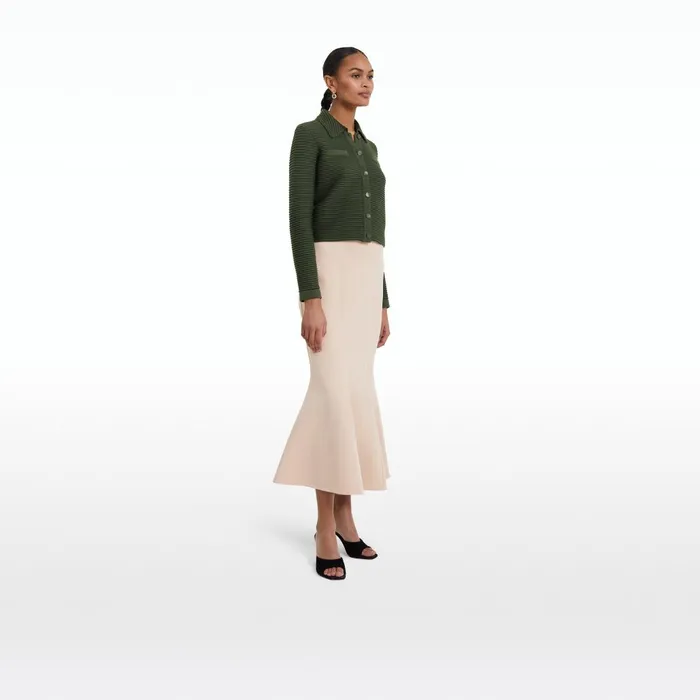 Safiyaa Artemis Olive Crochet Jacket Women Knitwear