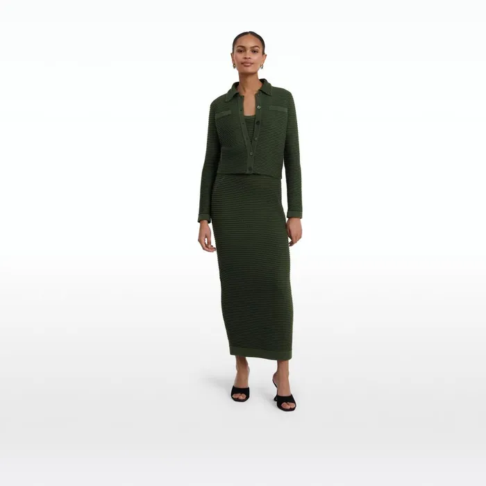 Safiyaa Artemis Olive Crochet Jacket Women Knitwear