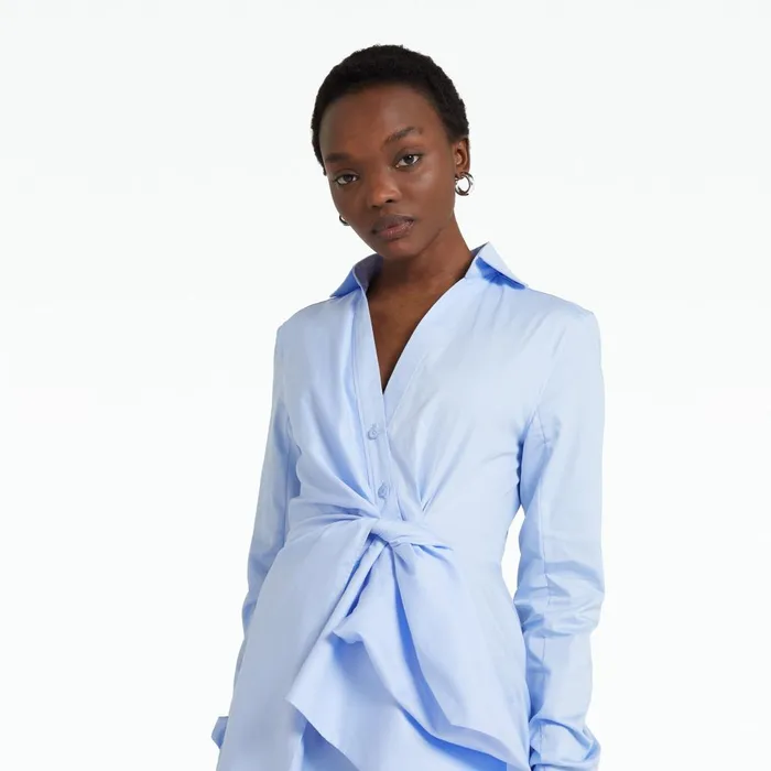 Safiyaa Asteria Soft Sky Cotton Dress Women Dresses
