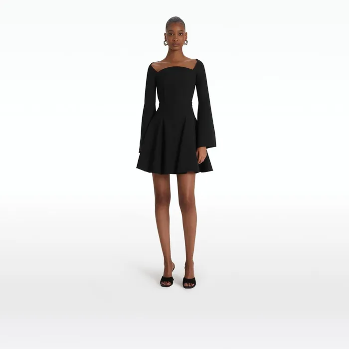 Safiyaa Aubrene Black Short Dress Women Dresses