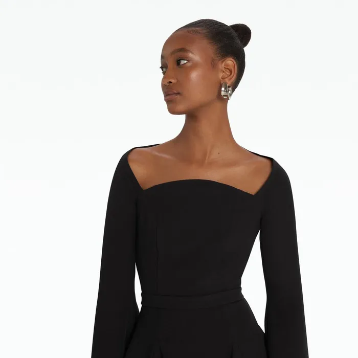 Safiyaa Aubrene Black Short Dress Women Dresses