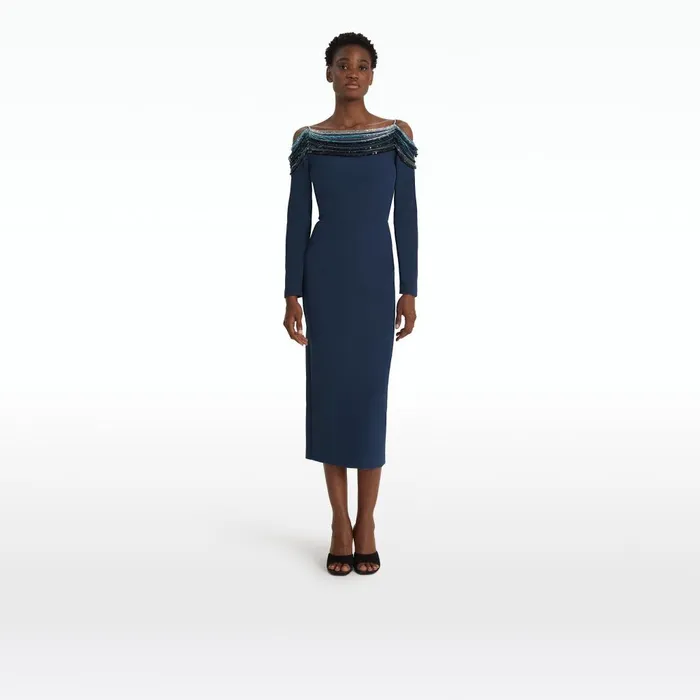 Safiyaa Christiana Moonlit Ocean Midi Dress Women Dresses
