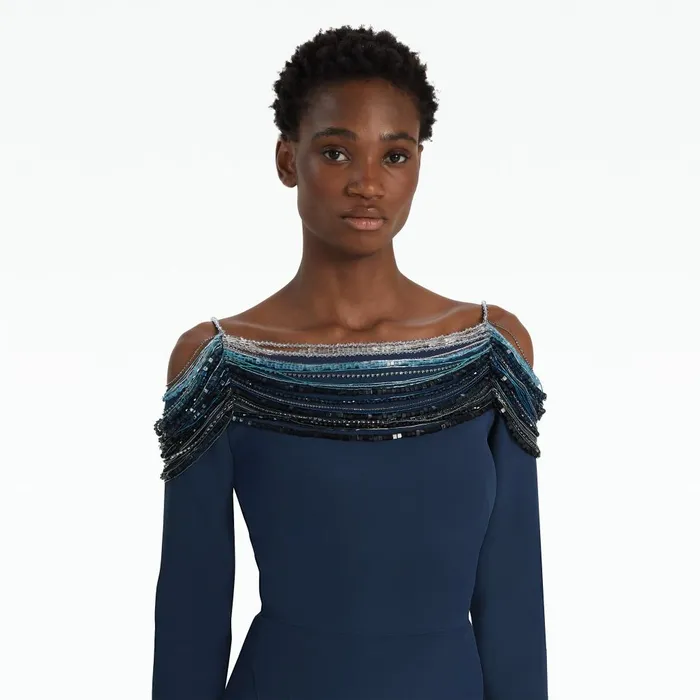 Safiyaa Christiana Moonlit Ocean Midi Dress Women Dresses