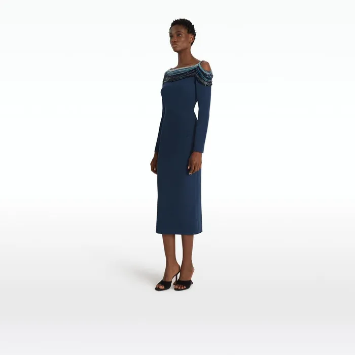 Safiyaa Christiana Moonlit Ocean Midi Dress Women Dresses