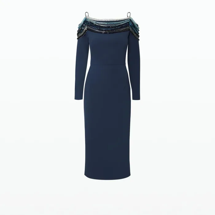Safiyaa Christiana Moonlit Ocean Midi Dress Women Dresses
