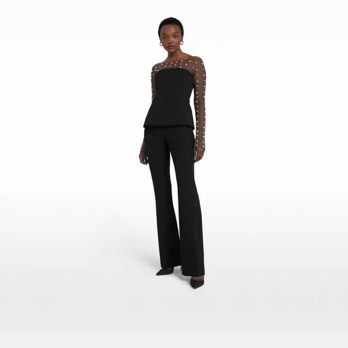 Safiyaa Cresta Black Top Women Tops