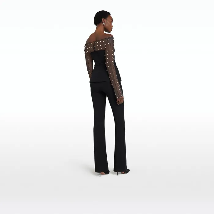 Safiyaa Cresta Black Top Women Tops