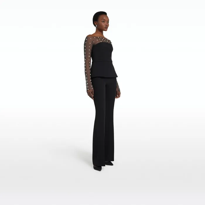 Safiyaa Cresta Black Top Women Tops