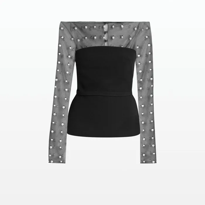 Safiyaa Cresta Black Top Women Tops