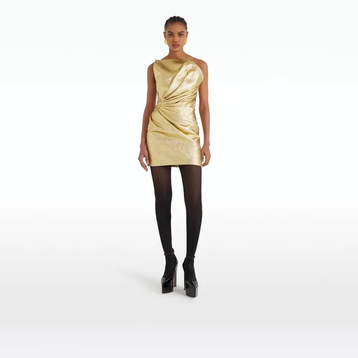 Safiyaa Daxton Gold Short Dress Women Dresses