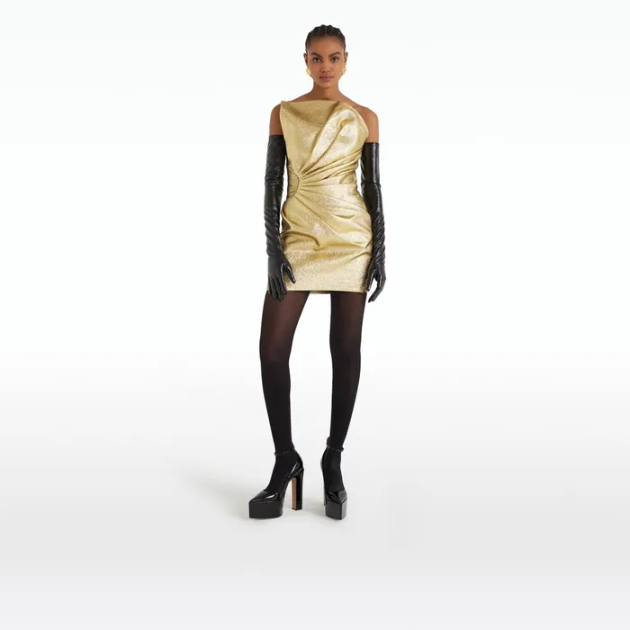 Safiyaa Daxton Gold Short Dress Women Dresses