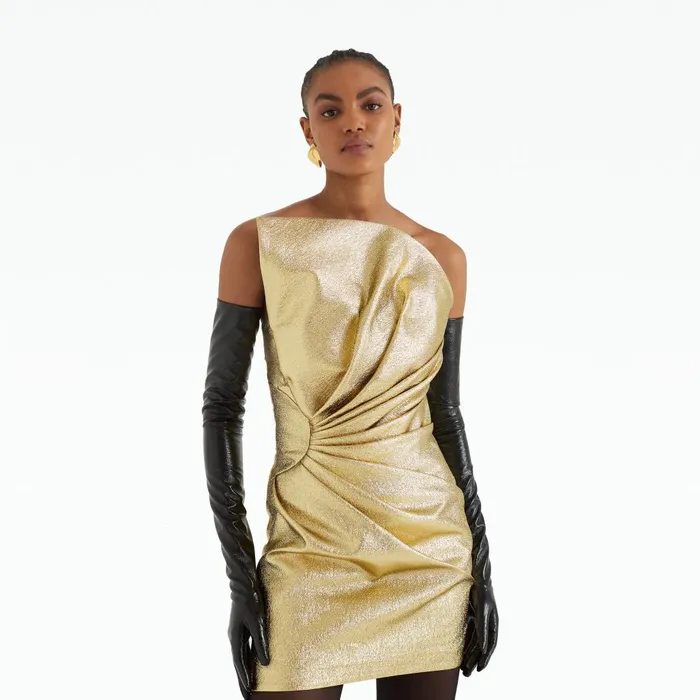 Safiyaa Daxton Gold Short Dress Women Dresses