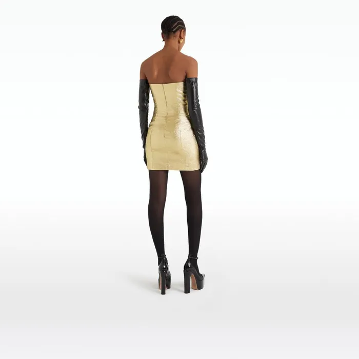 Safiyaa Daxton Gold Short Dress Women Dresses