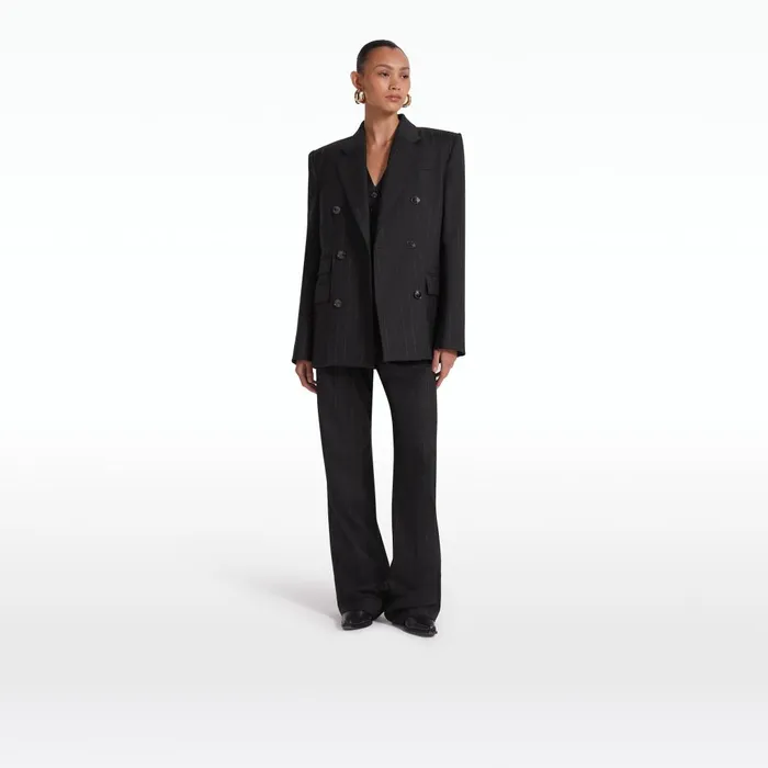 Safiyaa Ellan Black Pinstripe Jacket Women Jackets and Coats