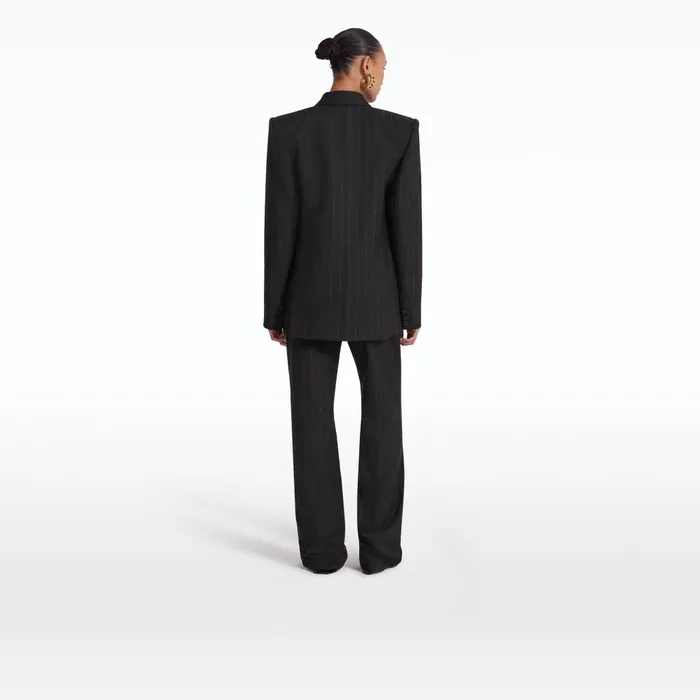 Safiyaa Ellan Black Pinstripe Jacket Women Jackets and Coats