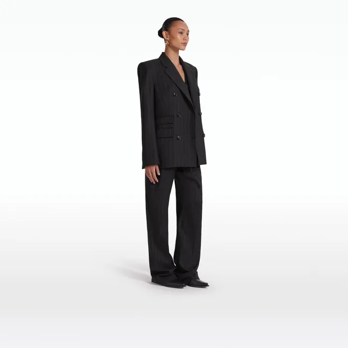 Safiyaa Ellan Black Pinstripe Jacket Women Jackets and Coats