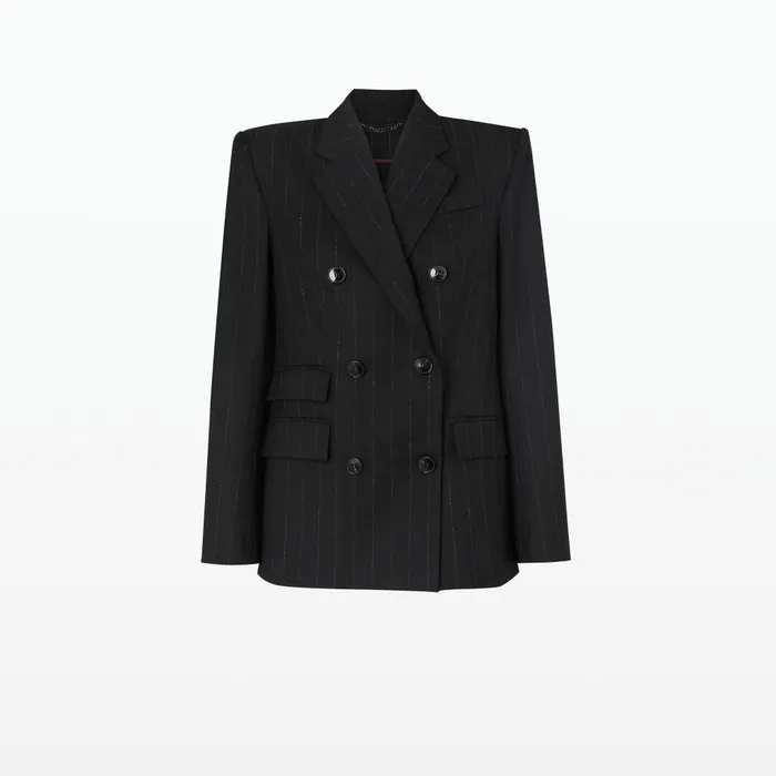 Safiyaa Ellan Black Pinstripe Jacket Women Jackets and Coats