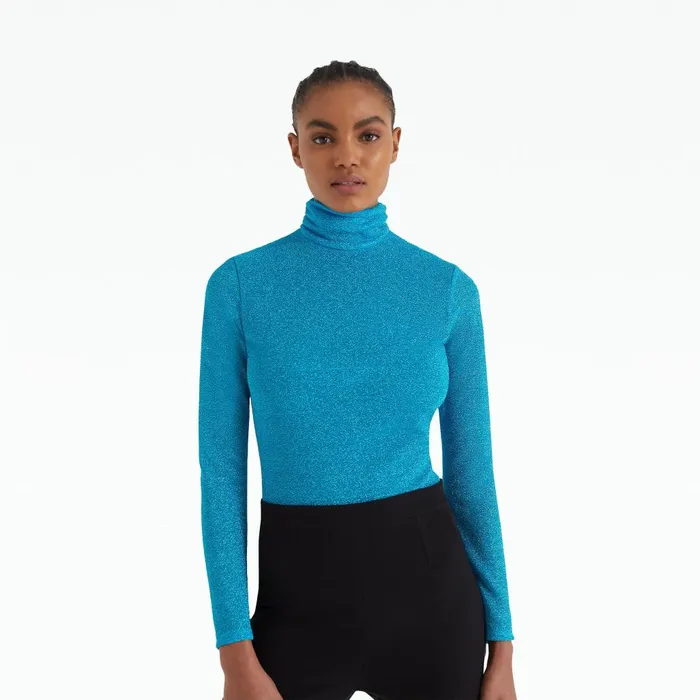 Safiyaa Ellena Aquamarine Bodysuit Women Tops