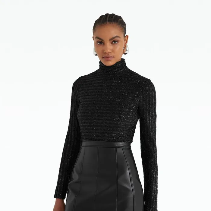 Safiyaa Ellena Black Bodysuit Women Tops