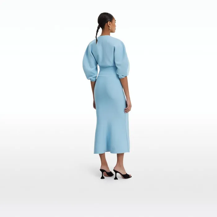 Safiyaa Kiera Pale Blue Knit Midi Dress Women Dresses