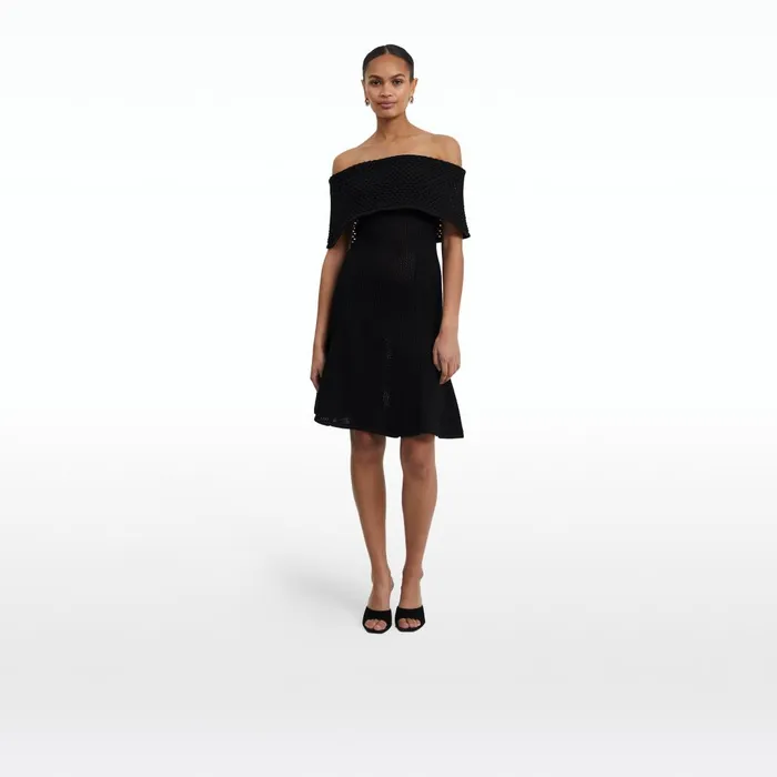 Safiyaa Kole Black Knit Short Dress Women Dresses