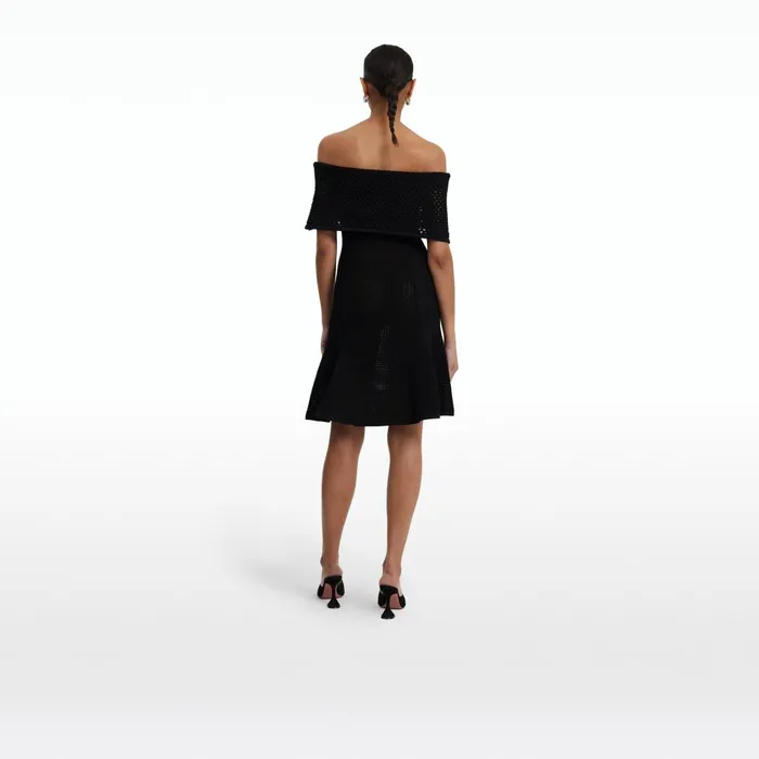 Safiyaa Kole Black Knit Short Dress Women Dresses