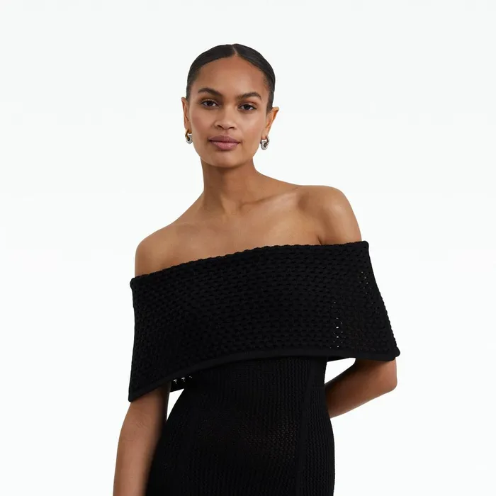 Safiyaa Kole Black Knit Short Dress Women Dresses