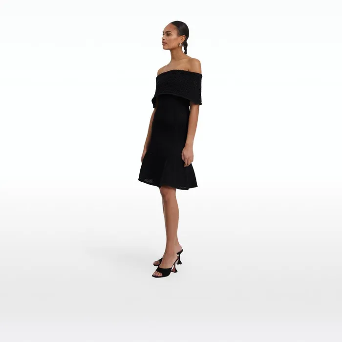 Safiyaa Kole Black Knit Short Dress Women Dresses