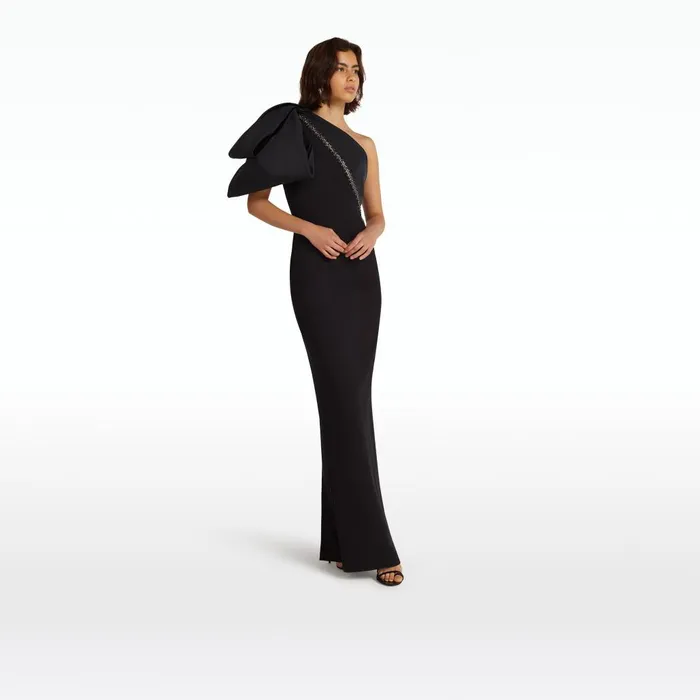 Safiyaa Maelys Embroidered Black Long Dress Women Dresses