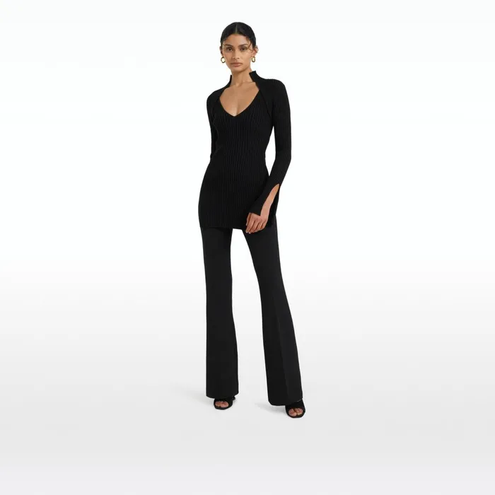 Safiyaa Nouvel Black Knit Women Tops