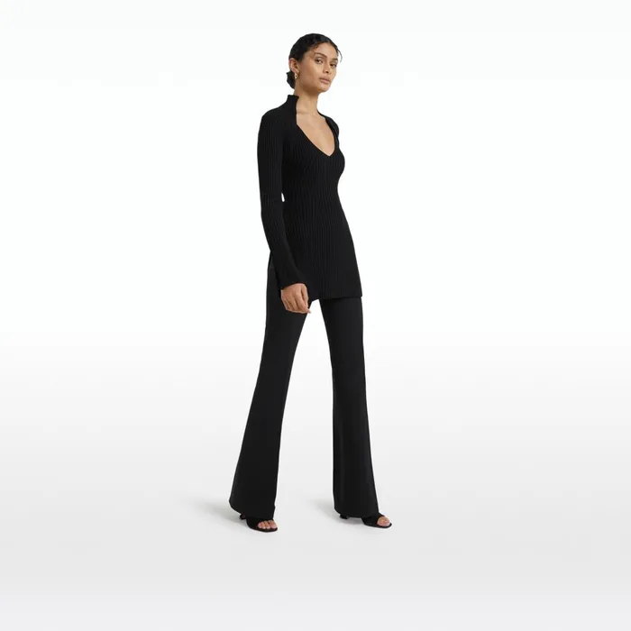 Safiyaa Nouvel Black Knit Women Tops
