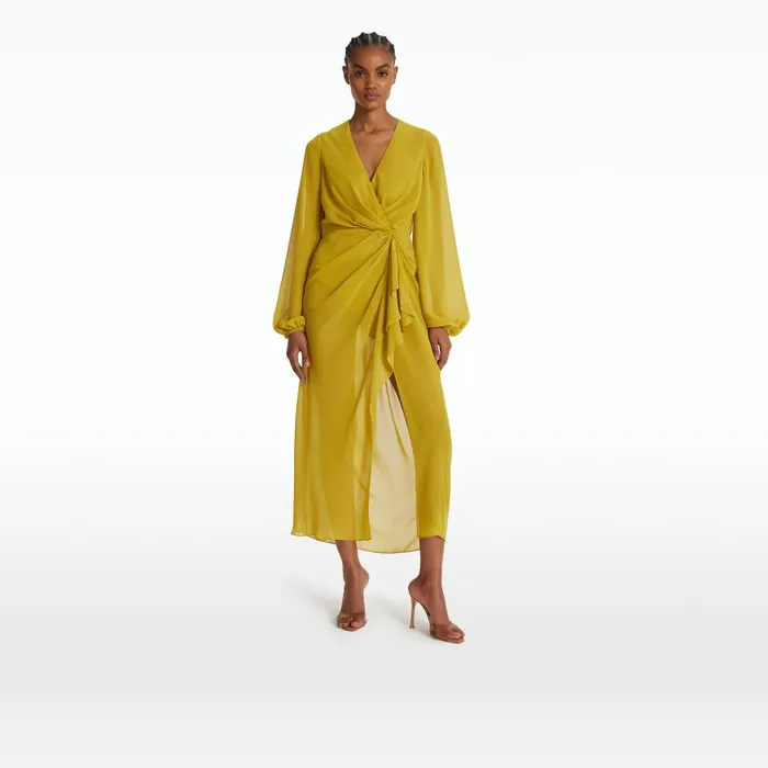 Safiyaa Prova Chartreuse Midi Dress Women Swimwear
