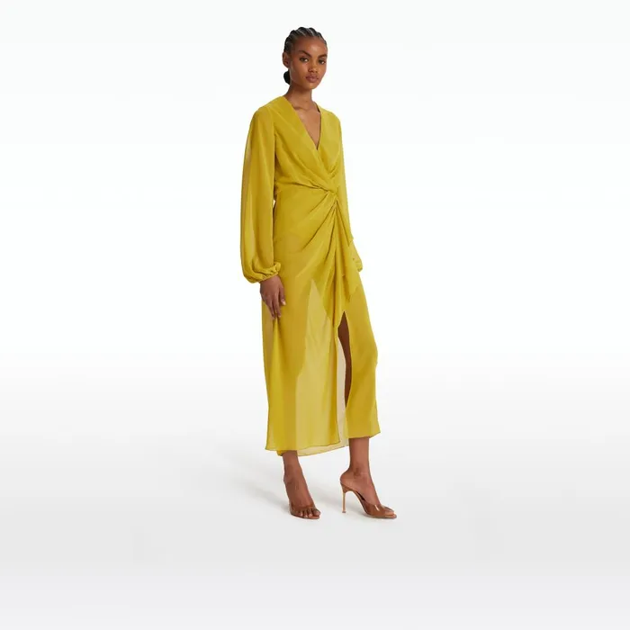 Safiyaa Prova Chartreuse Midi Dress Women Swimwear