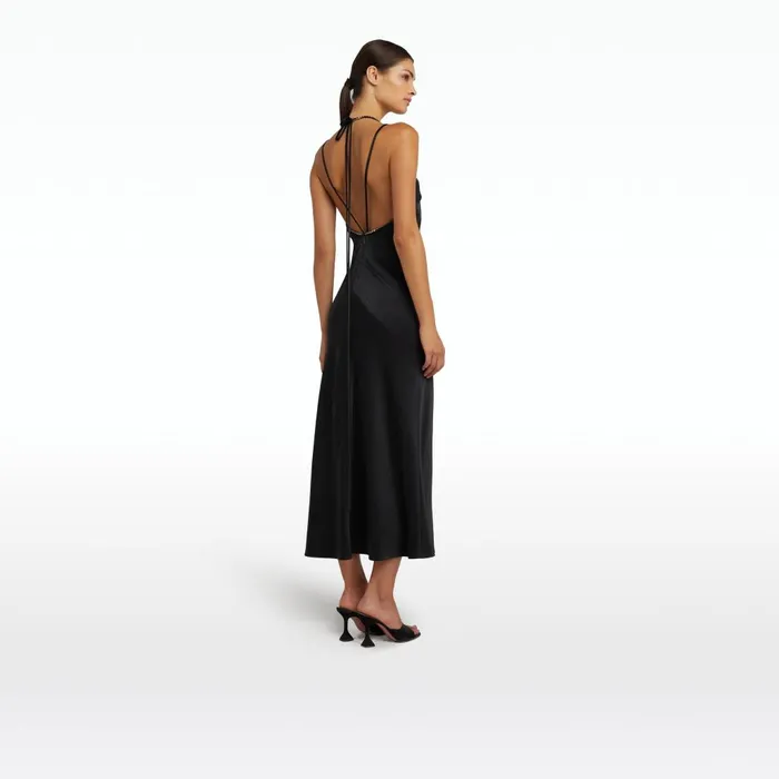 Safiyaa Robi Black Midi Dress Women Dresses