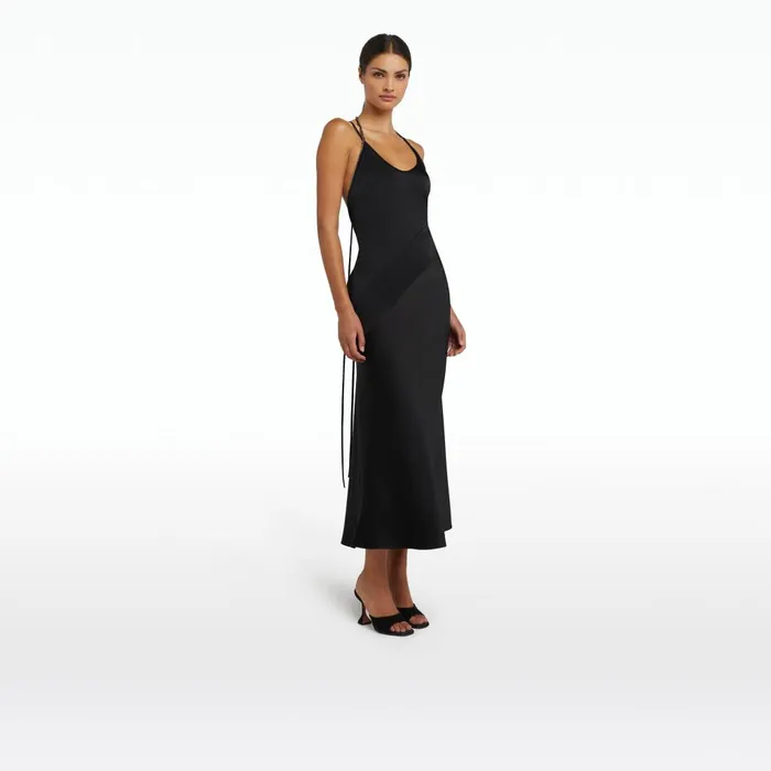 Safiyaa Robi Black Midi Dress Women Dresses