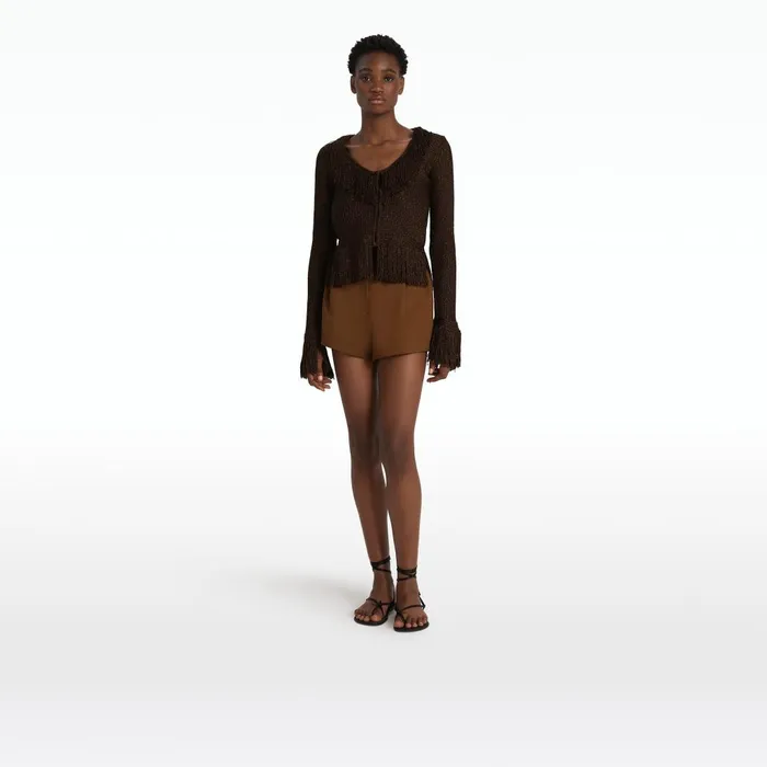 Safiyaa Scarlett Deep Brown Knit Jacket Women Knitwear