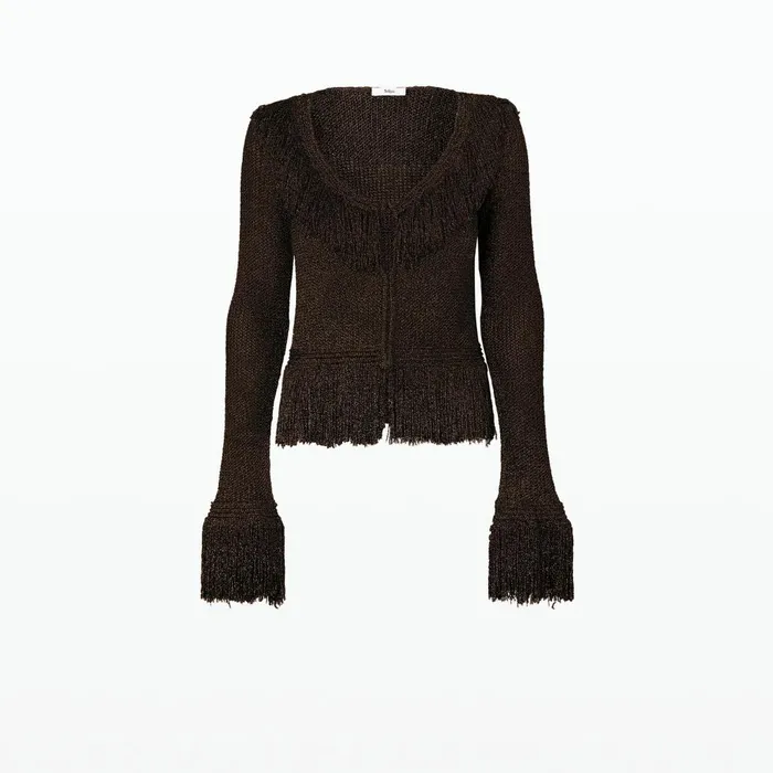 Safiyaa Scarlett Deep Brown Knit Jacket Women Knitwear
