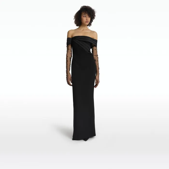 Safiyaa Serilda Black Long Dress Women Dresses