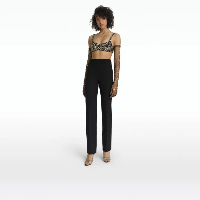 Safiyaa Sophe Black and Celestial Scatter Embroidery Top Women Tops