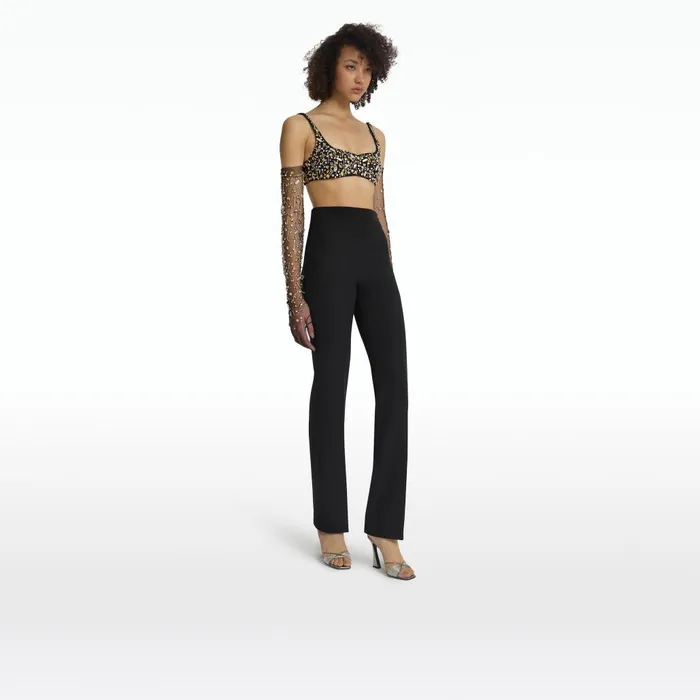 Safiyaa Sophe Black and Celestial Scatter Embroidery Top Women Tops
