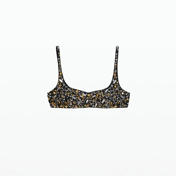 Safiyaa Sophe Black and Celestial Scatter Embroidery Top Women Tops