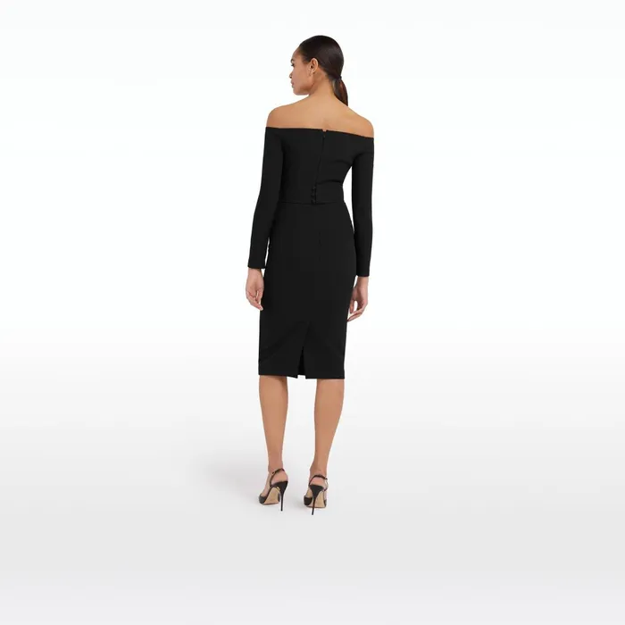 Safiyaa Starling Black Embroidered Midi Dress Women Dresses